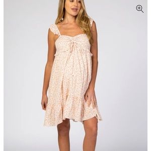 Pinkblush Coral Floral Ruffle Sleeveless Maternity
Dress
